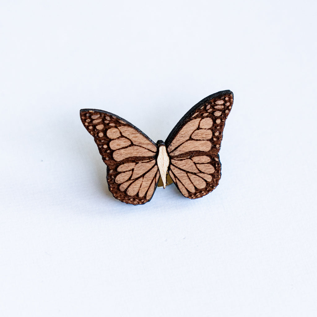 Monarch Butterfly Wood Pin