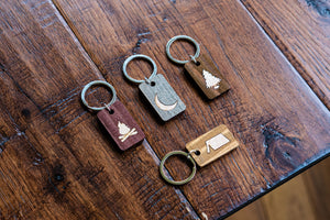 Camping Themed Wood Keychains