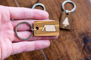 Camping Themed Wood Keychains