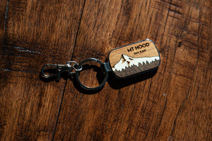 Mt Hood Oregon Metal and Wood Keychain