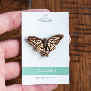 White Moth Wood Pin