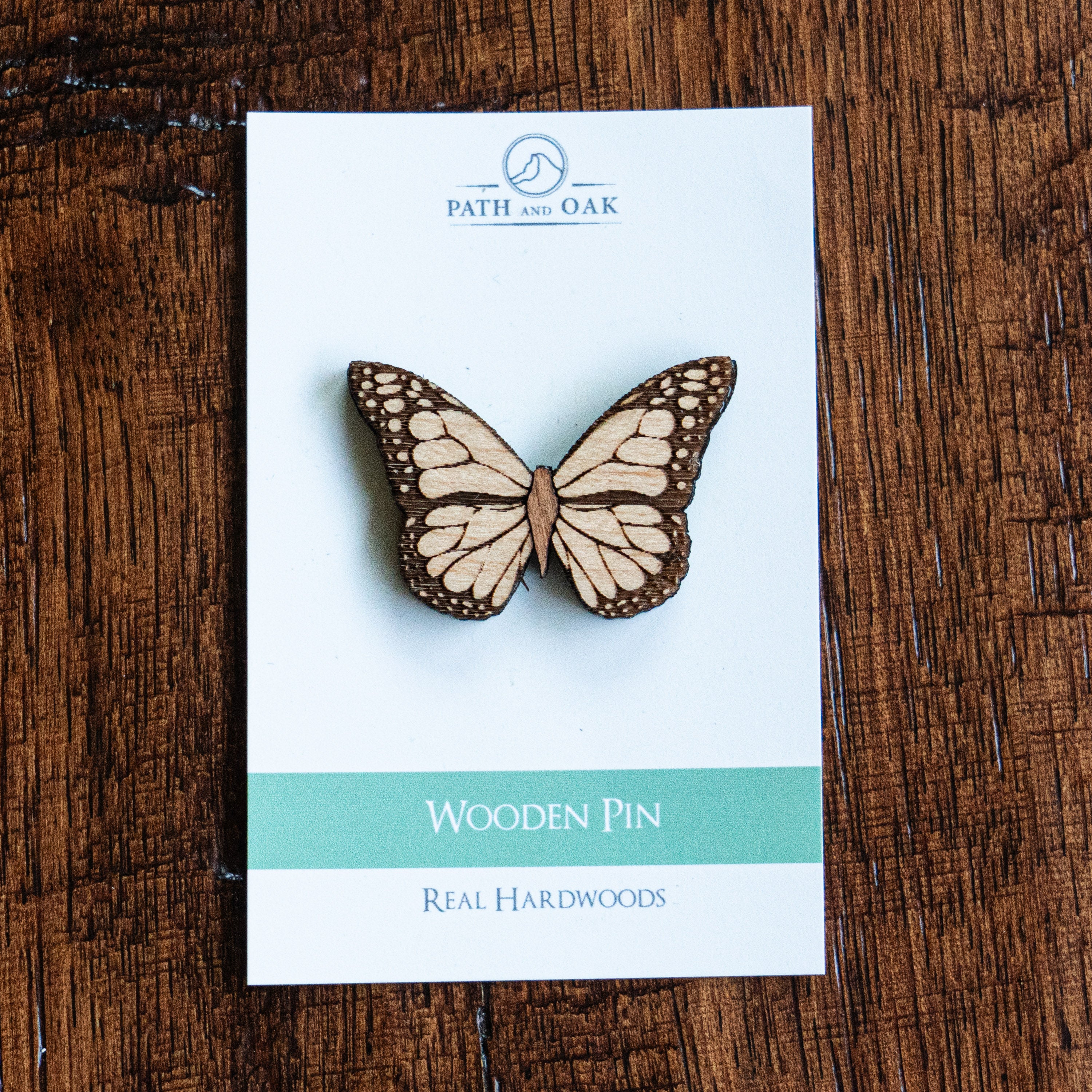 White Butterfly Wood Pin