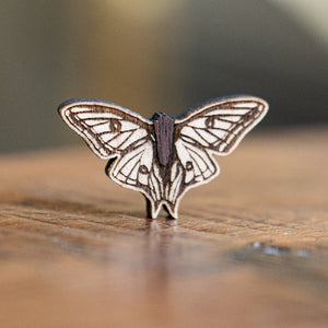 White Moth Wood Pin