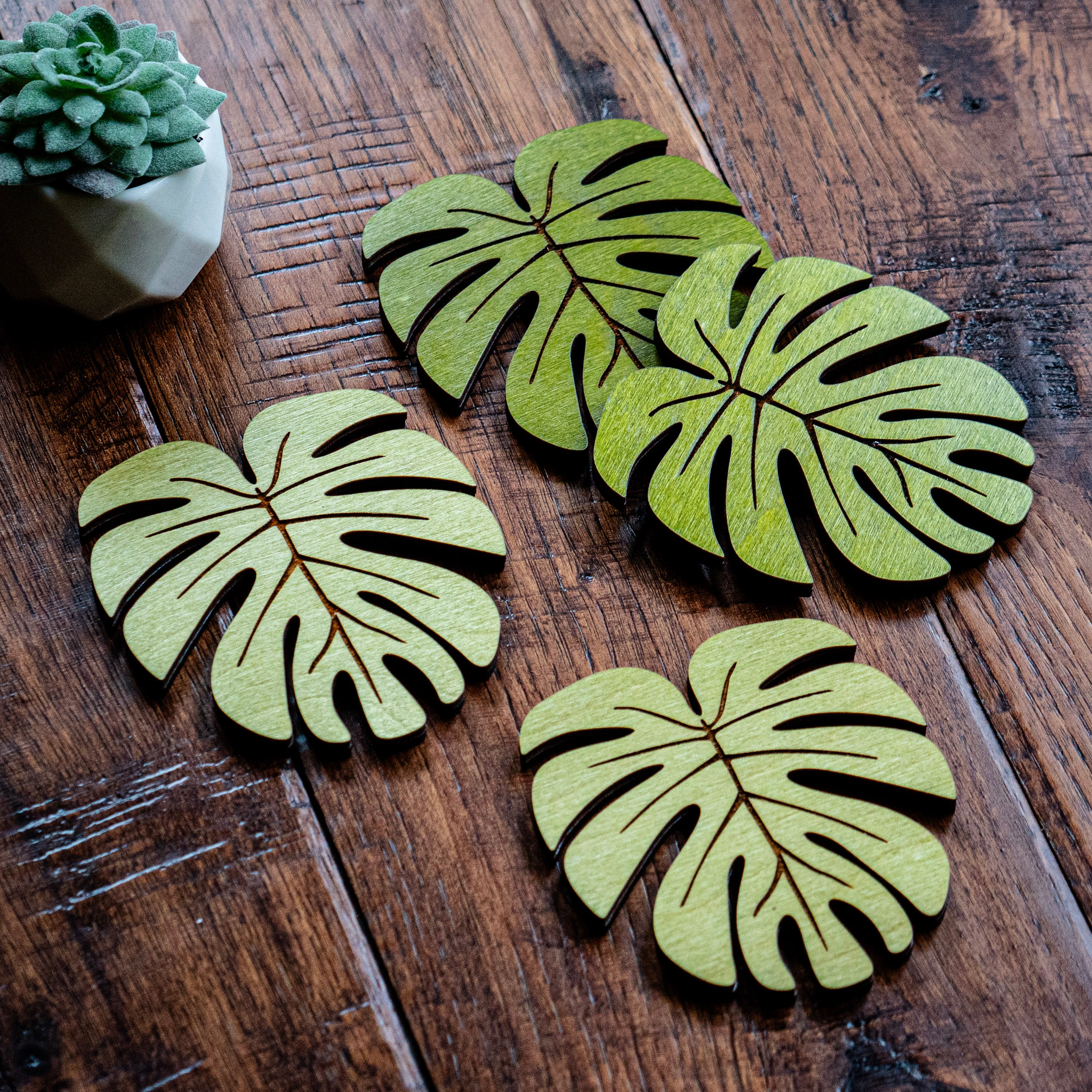 monstera leaf coaster Monstera Leaf Coasters – Path and Oak