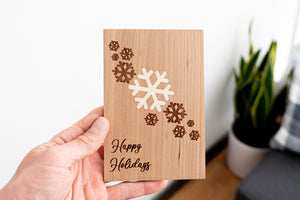 Happy Holidays Snowflakes  - Wood Greeting Card