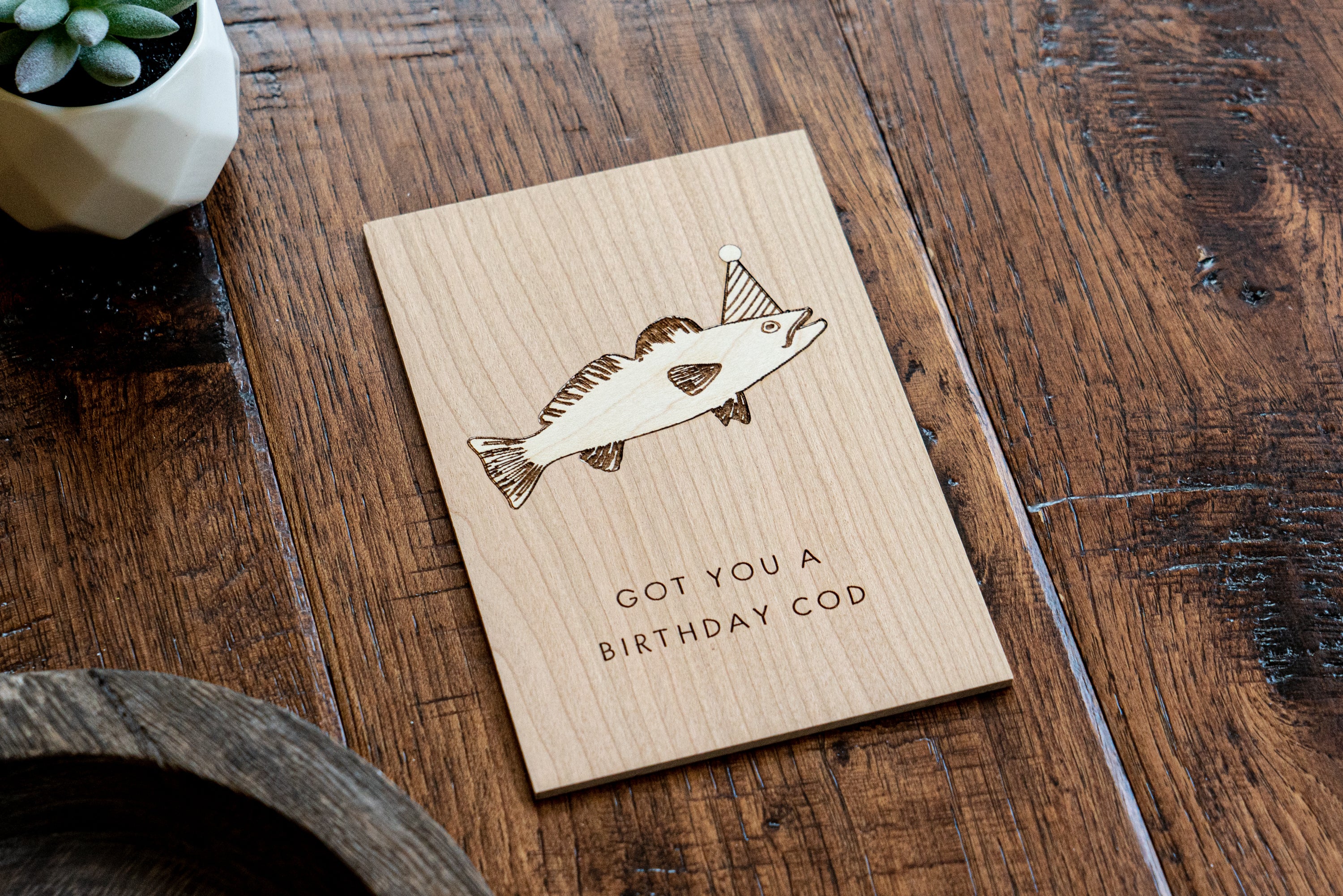 Birthday Cod - Wood Greeting Card