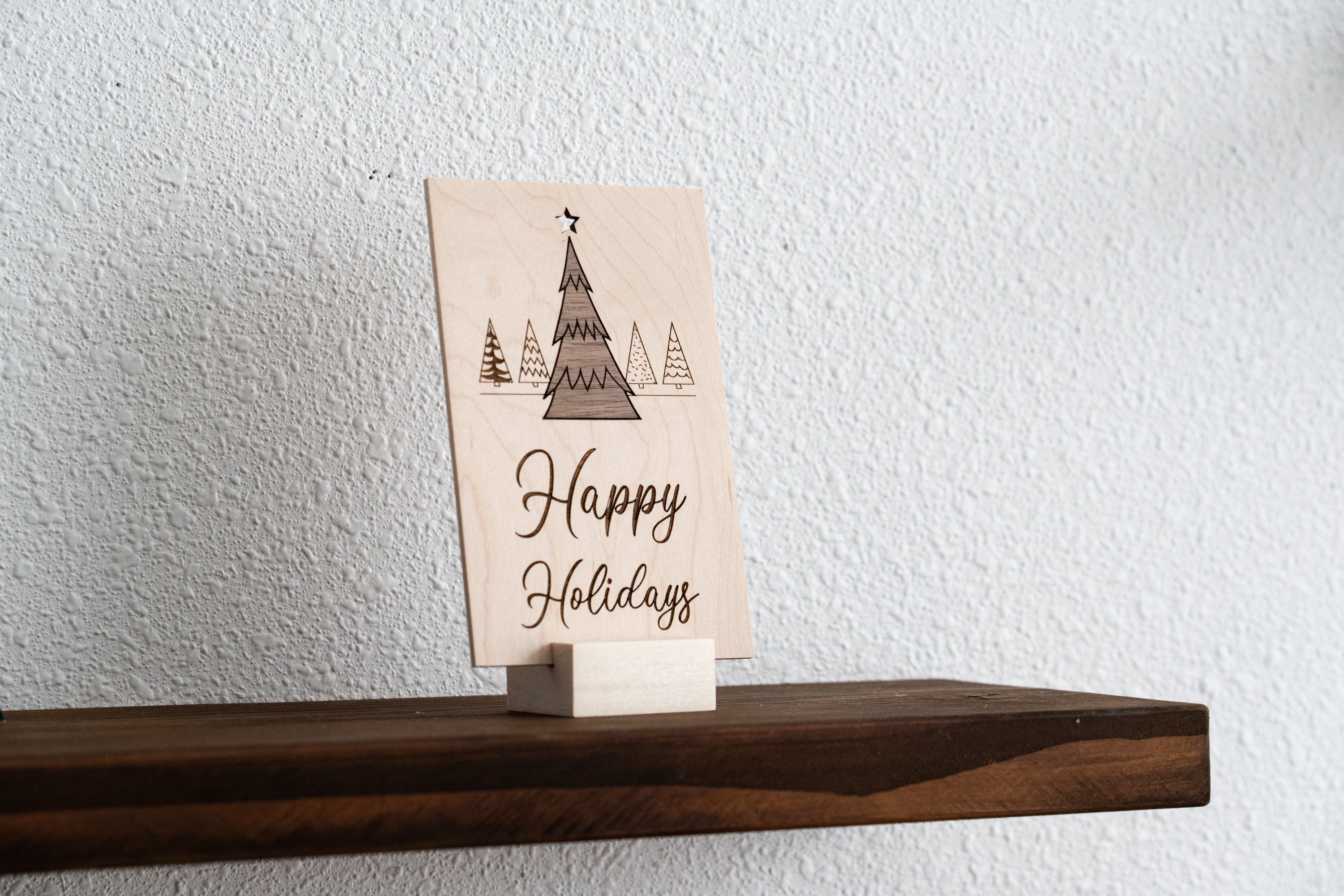 Happy Holidays Trees - Wood Greeting Card