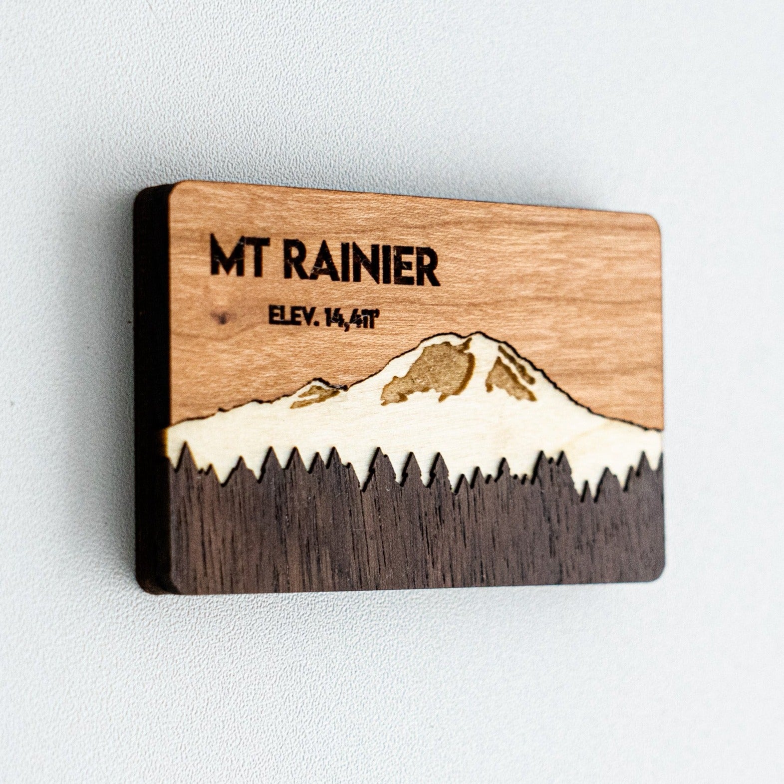 Mt Rainier Hardwood Magnet