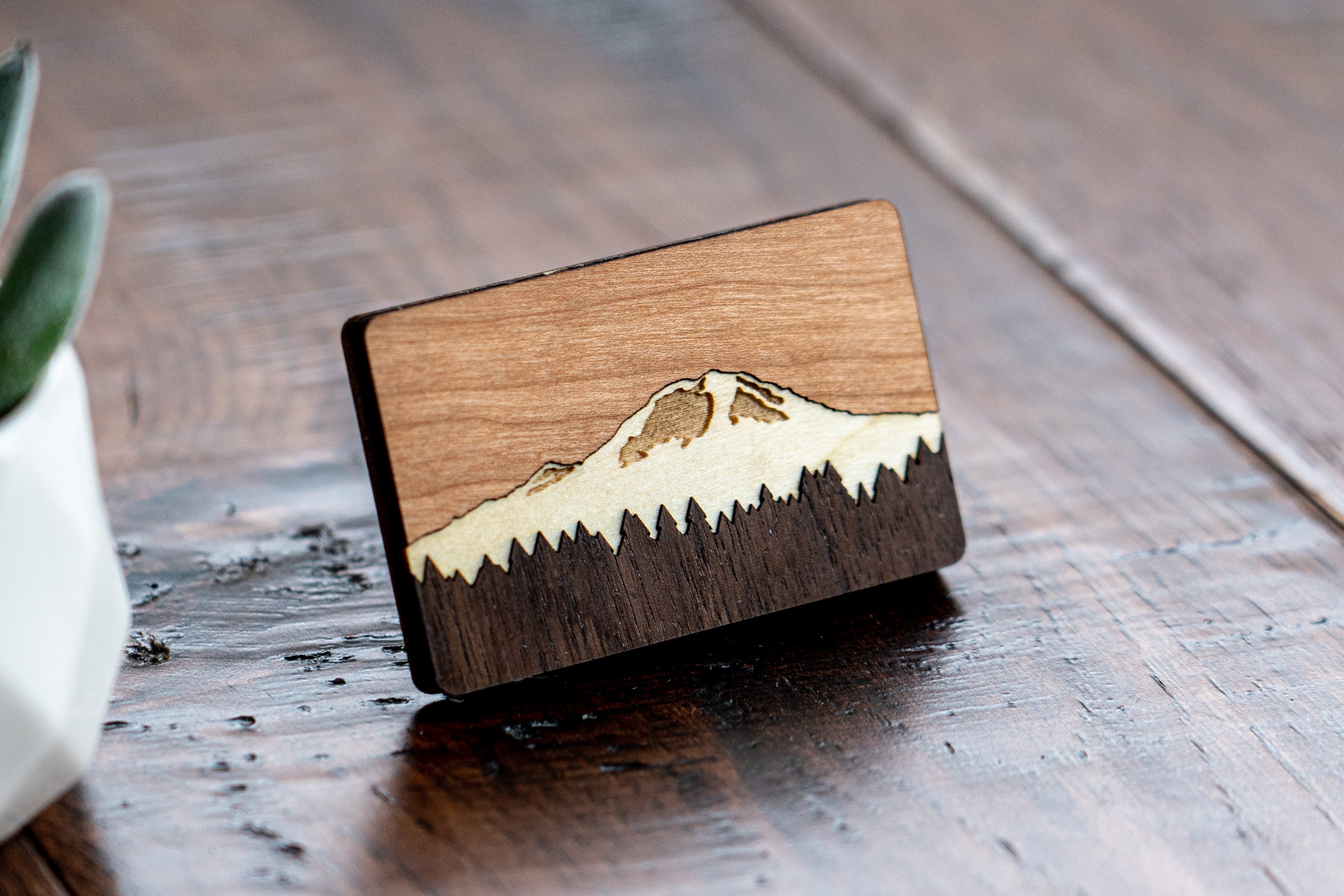 Mt Rainier Hardwood Magnet